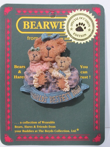 82528 "Momma Caresalot with Scoots & Toots...World's Best Mom."<br>Boyds BEARWEAR PIN<BR>(Click on picture for full details)<
